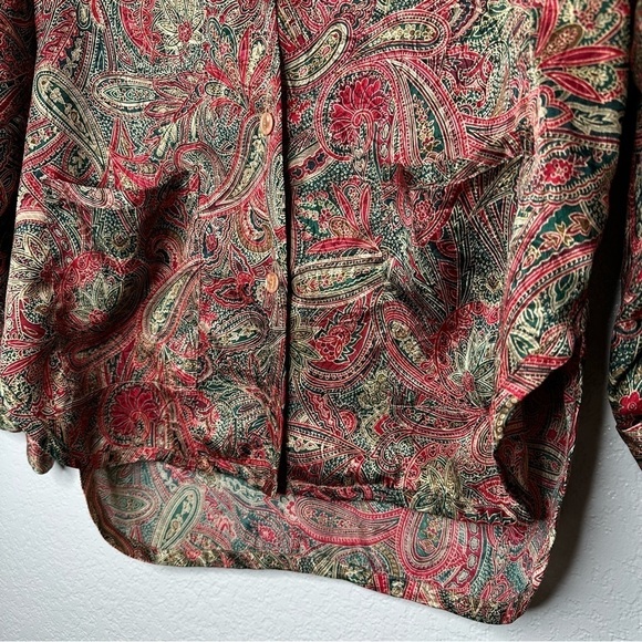 Victoria's Secret Vintage 90's Paisley Satin Button Long Sleeve Blouse sz S - Picture 3 of 9